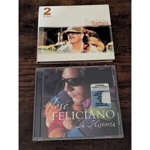 LOT OF 2 LATIN ROCK POP CDs Jose Feliciano La Historia & Santana